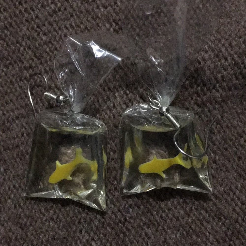 Fish bag earrings